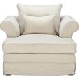 Big Sessel in Beige - Beige/Dunkelbraun, ROMANTIK / LANDHAUS, Holz/Textil (122/71/140cm) - ZANDIARA
