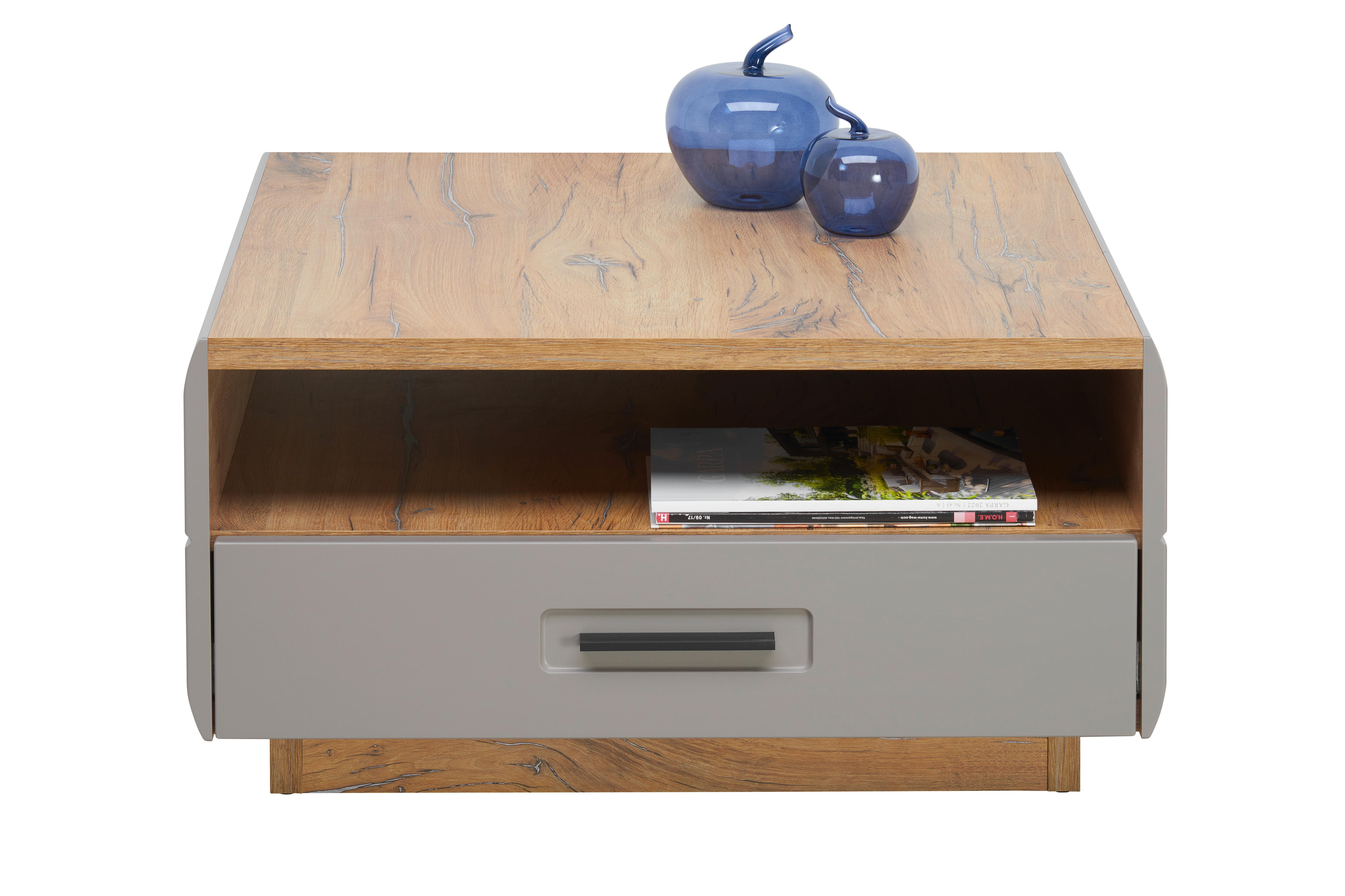 Klubska Mizica Auris, Sivorjava, Barva Hrasta - Moderno, umetna masa/leseni material (75/38,5/75cm) - Modern Living