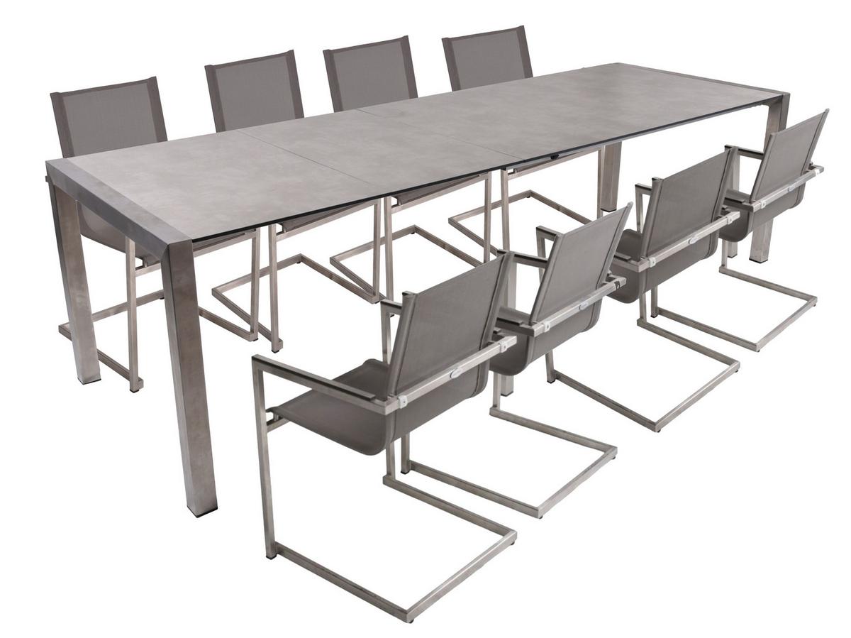 Ausziehtisch Sienna Grau ca. 267x92 cm - Grau, Basics, Kunststoff/Metall (267/75/92cm) - Gardenson