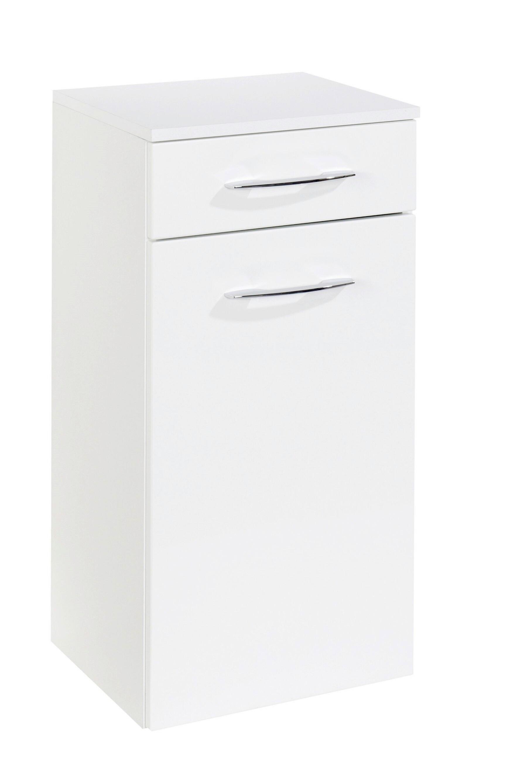 Unterschrank Florida in Weiß - Chromfarben/Weiß Hochglanz, MODERN, Holzwerkstoff/Metall (40/79/35cm)