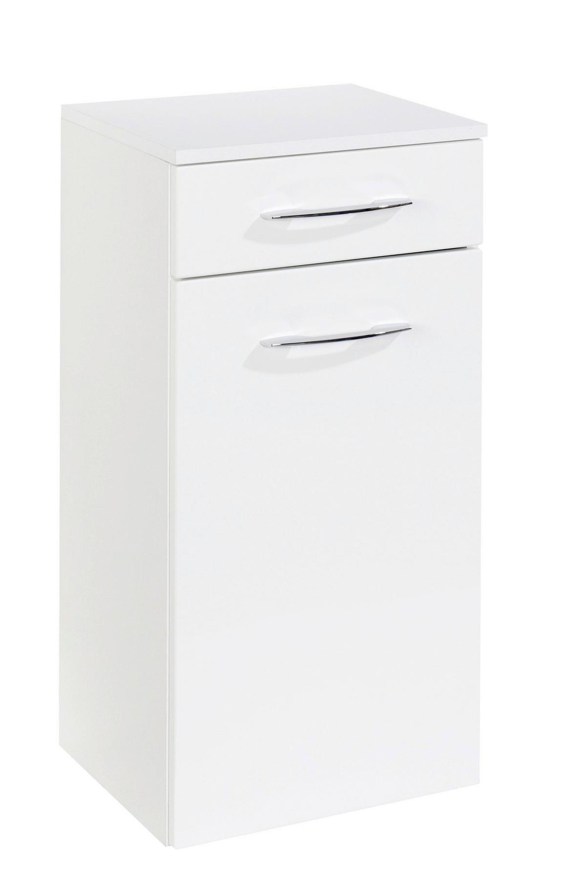 Unterschrank Florida in Weiß - Chromfarben/Weiß Hochglanz, MODERN, Holzwerkstoff/Metall (40/79/35cm)