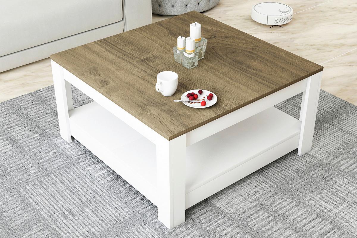Klubska Miza Athena - barva oreha/bela, Design, leseni material (89/89/45cm) - Livetastic