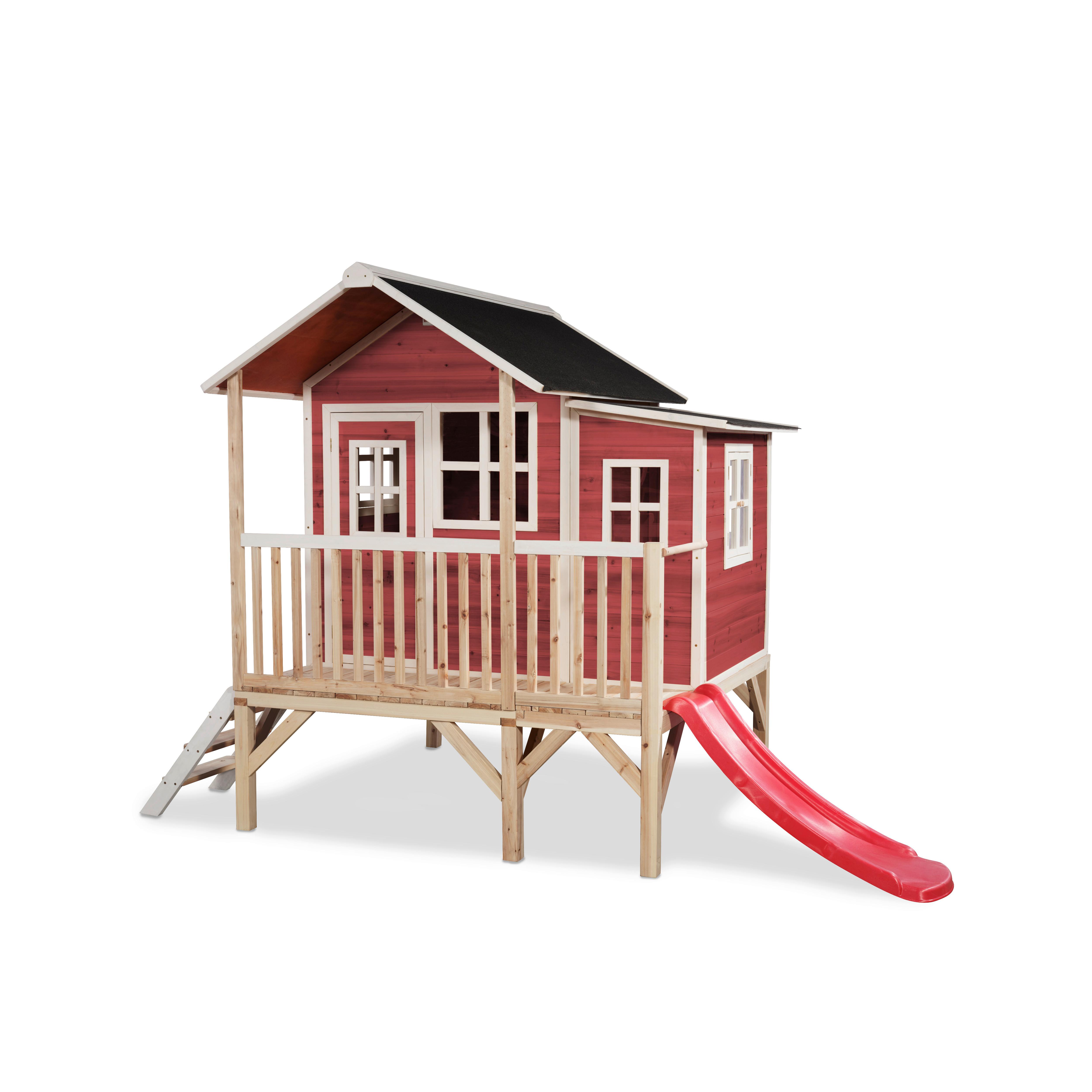 Spielhaus Exit Loft Rot - Rot, KONVENTIONELL, Holz (322/190/215cm) - EXIT Toys