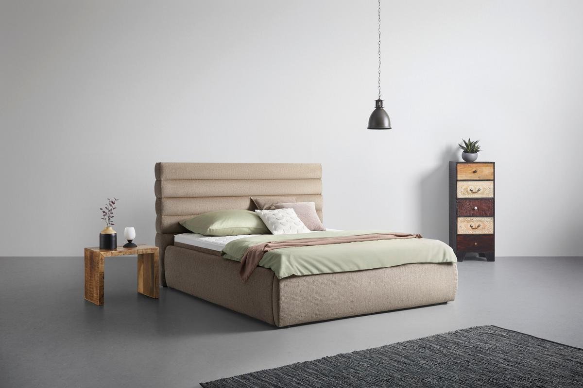 Kopfteil Megan Beige - Beige, Konventionell, Textil (207/18cm) - Premium Living