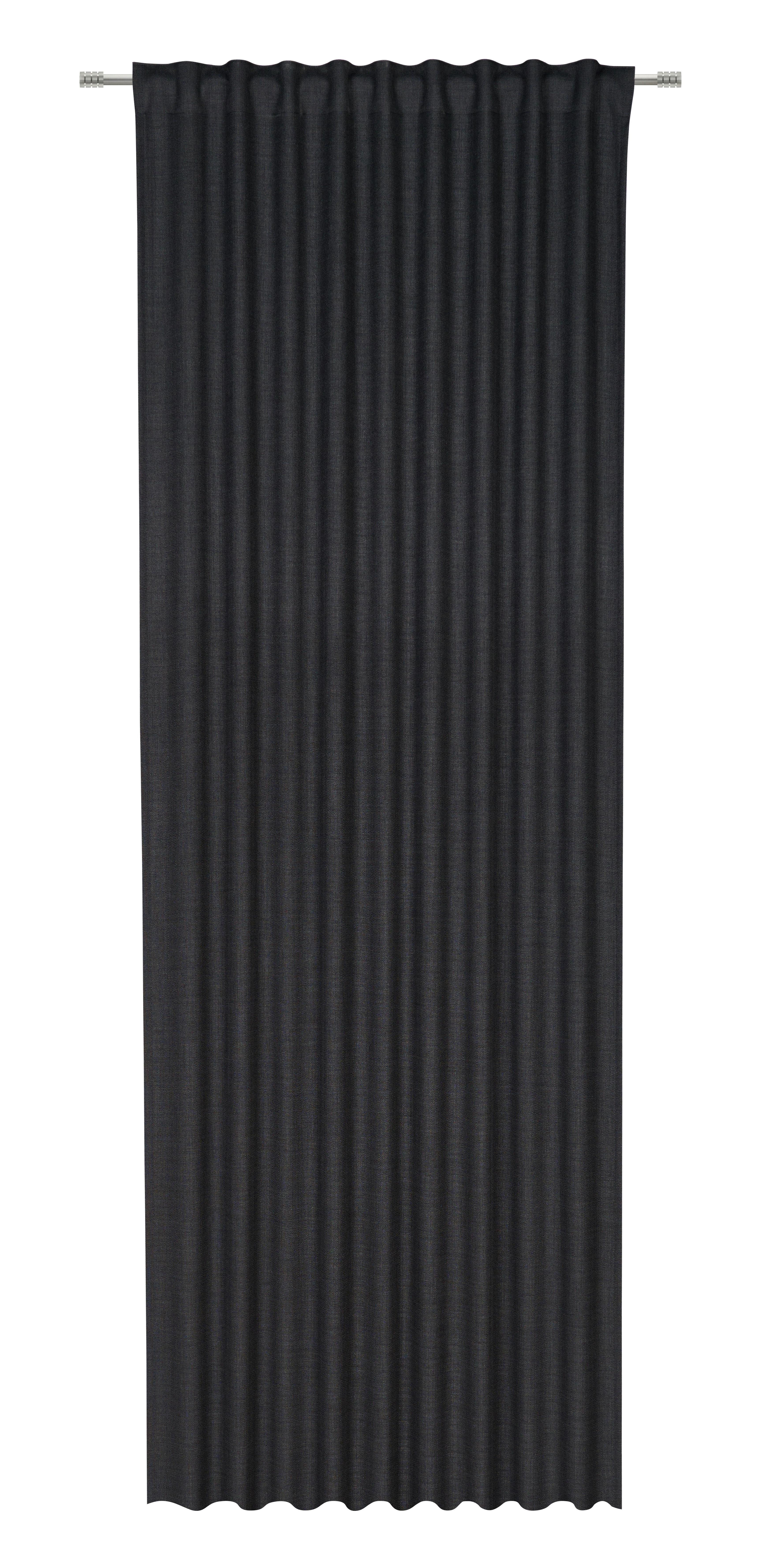 Fertigvorhang Leo Schwarz ca. 135x300cm - Schwarz, MODERN, Textil (135/300cm) - Premium Living