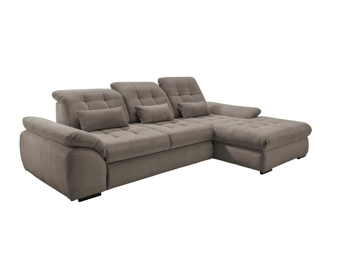 Ecksofa mit Bettkasten Rigatti ca. 314x184 cm Graubraun - Graubraun/Schwarz, MODERN, Textil/Metall (314/184cm) - Livetastic