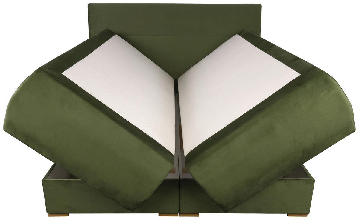 Boxspring Ágy Leon - sötétzöld, Modern, faalapú anyag/textil (160/200cm)