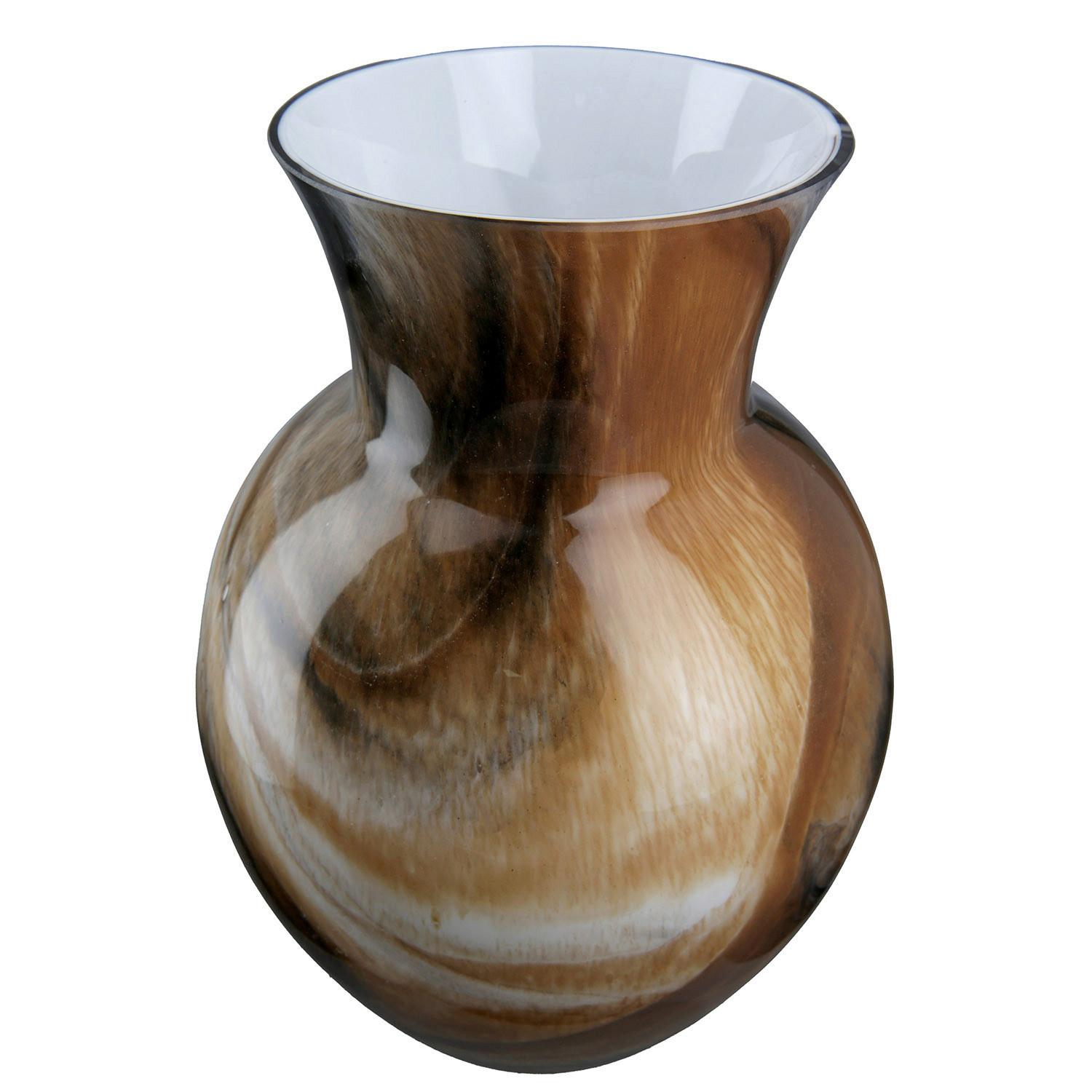 Vase Dunkelbraun/Hellbraun - Hellbraun/Dunkelgrau, Basics, Glas (18,5/25/18,5cm)