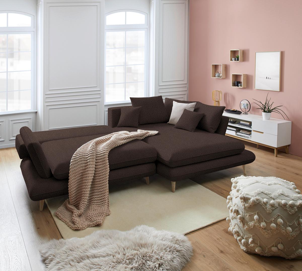 Coltar MONTE - maro închis, Romantik / Landhaus, lemn/textil (283/181cm) - Based