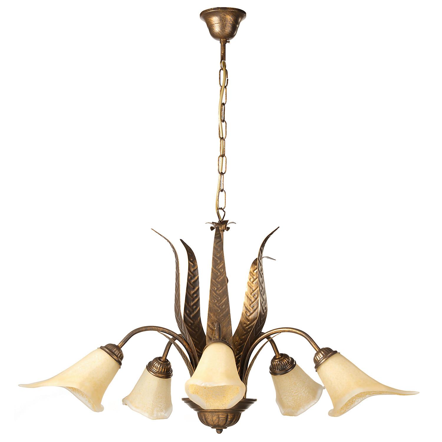 Kronleuchter Alga Bronzefarben max. 22 Watt - Bronzefarben, KONVENTIONELL, Glas/Metall (75/75/100cm)