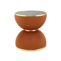 BEISTELLTISCH JOKAI 225 COGNAC - Cognac/Goldfarben, Design, Textil/Stein (47/51cm) - Kayoom