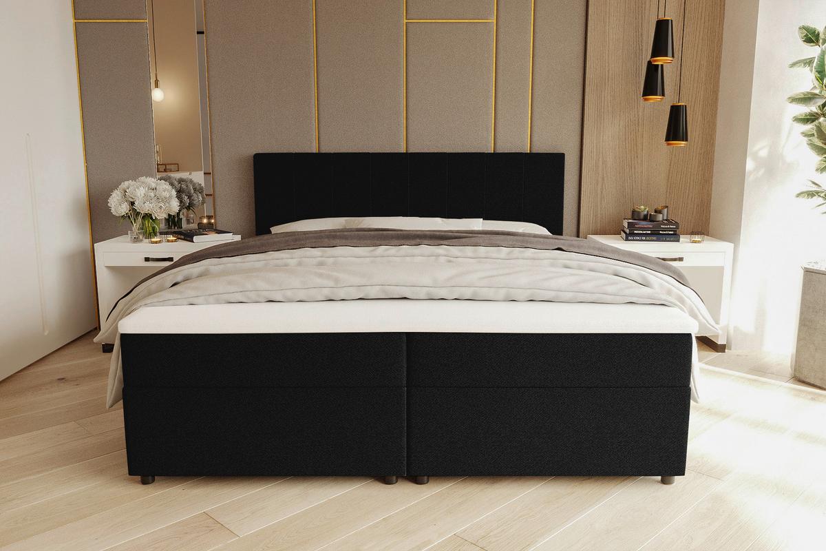 Boxbett Odin Schwarz ca. 140x200cm - Schwarz, KONVENTIONELL, Kunststoff/Textil (140/200cm) - Based