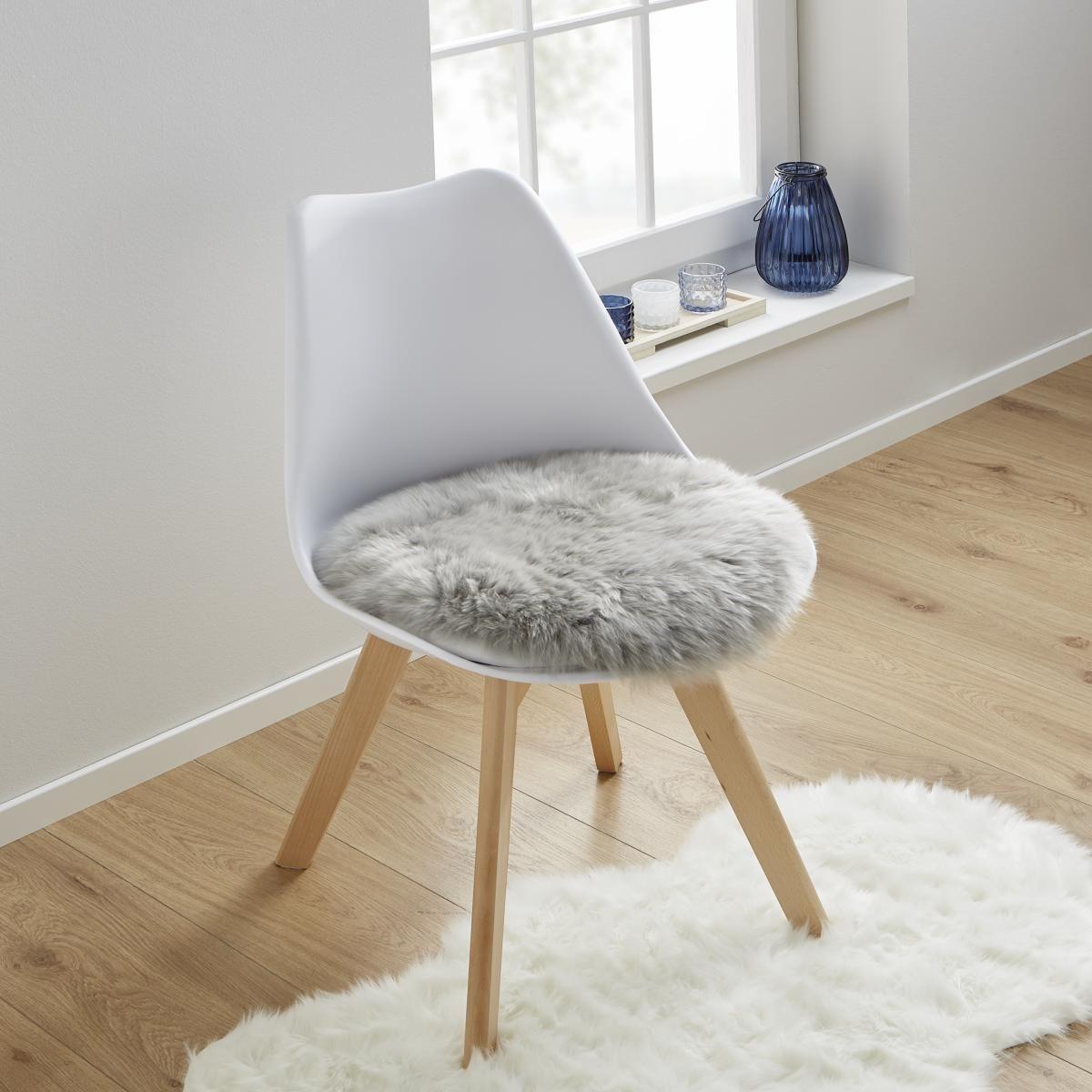 Sitzkissen in Grau 'Mona' Ø ca. 40 cm - Grau, MODERN, Textil (40cm) - Bessagi Home