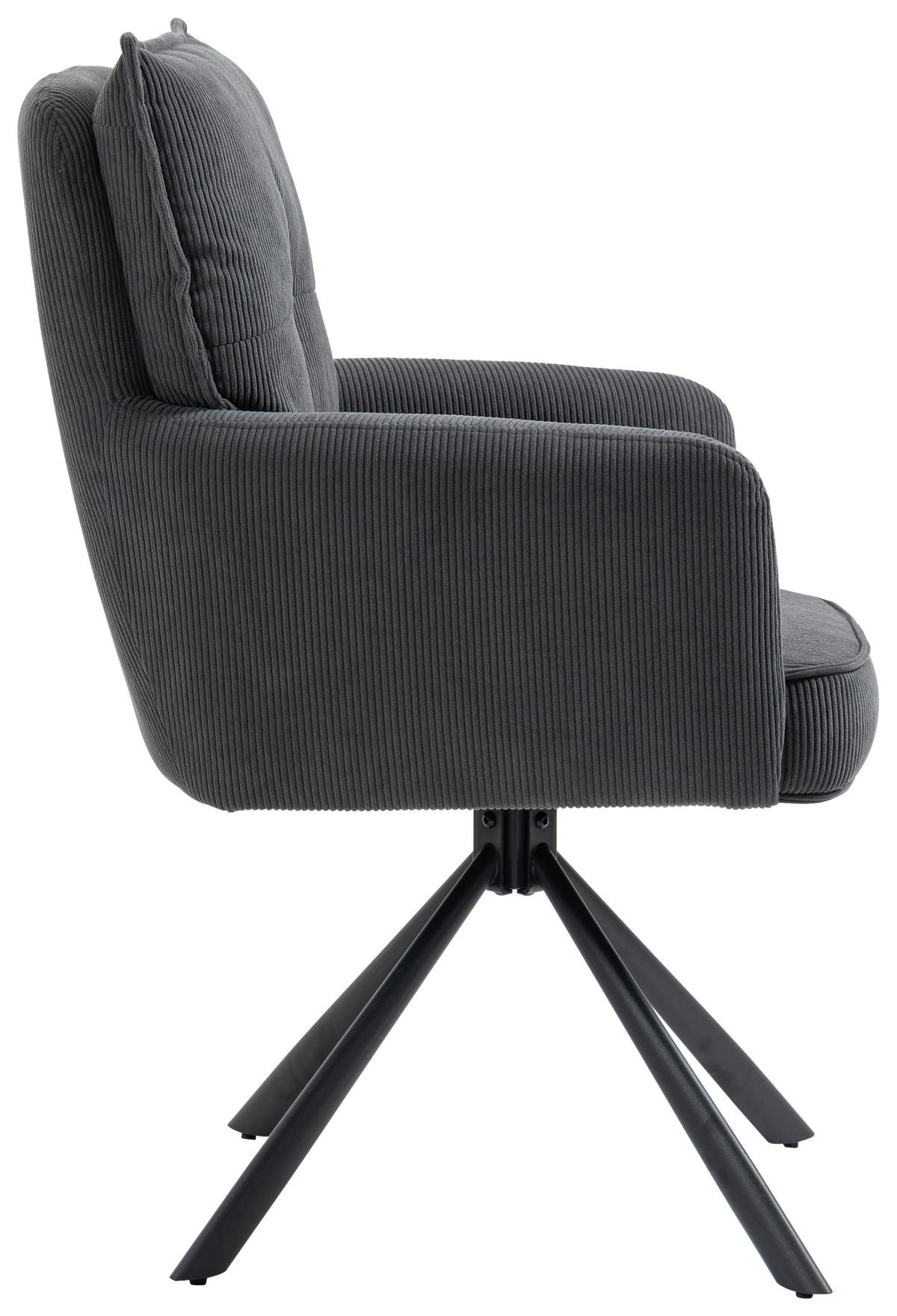 KRZESŁO Z PODŁOKIETNIKAMI POINT - antracytowy/czarny, Design, metal/tkanina (60/95/67cm) - Novel