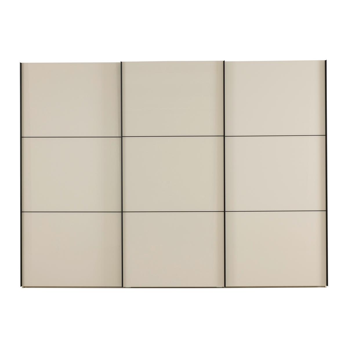 Schwebetürenschrank Includo-Glas Elfenbeinfarben - Elfenbein/Schwarz, KONVENTIONELL, Glas/Holzwerkstoff (298/222/68cm) - Premium Living