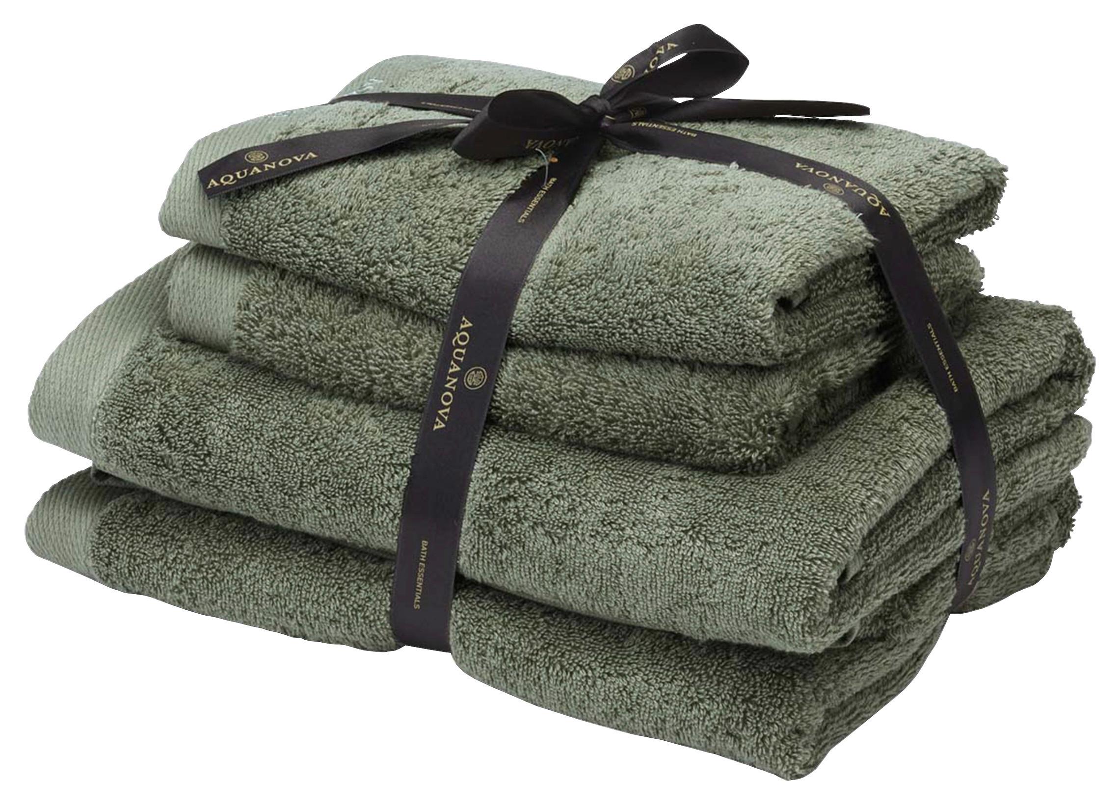 ZESTAW RĘCZNIKÓW FROTTE RIO - ciemnozielony, Basics, tkanina - Aquanova