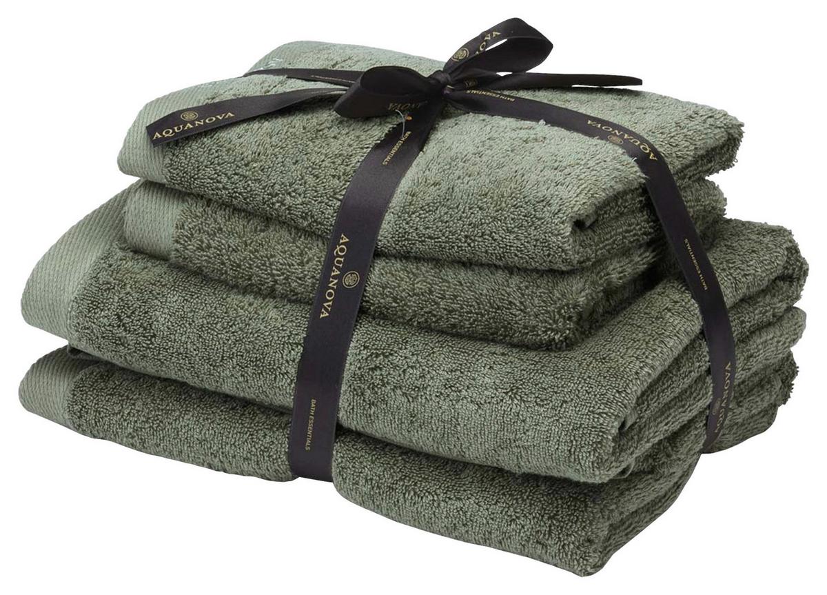 ZESTAW RĘCZNIKÓW FROTTE RIO - ciemnozielony, Basics, tkanina - Aquanova