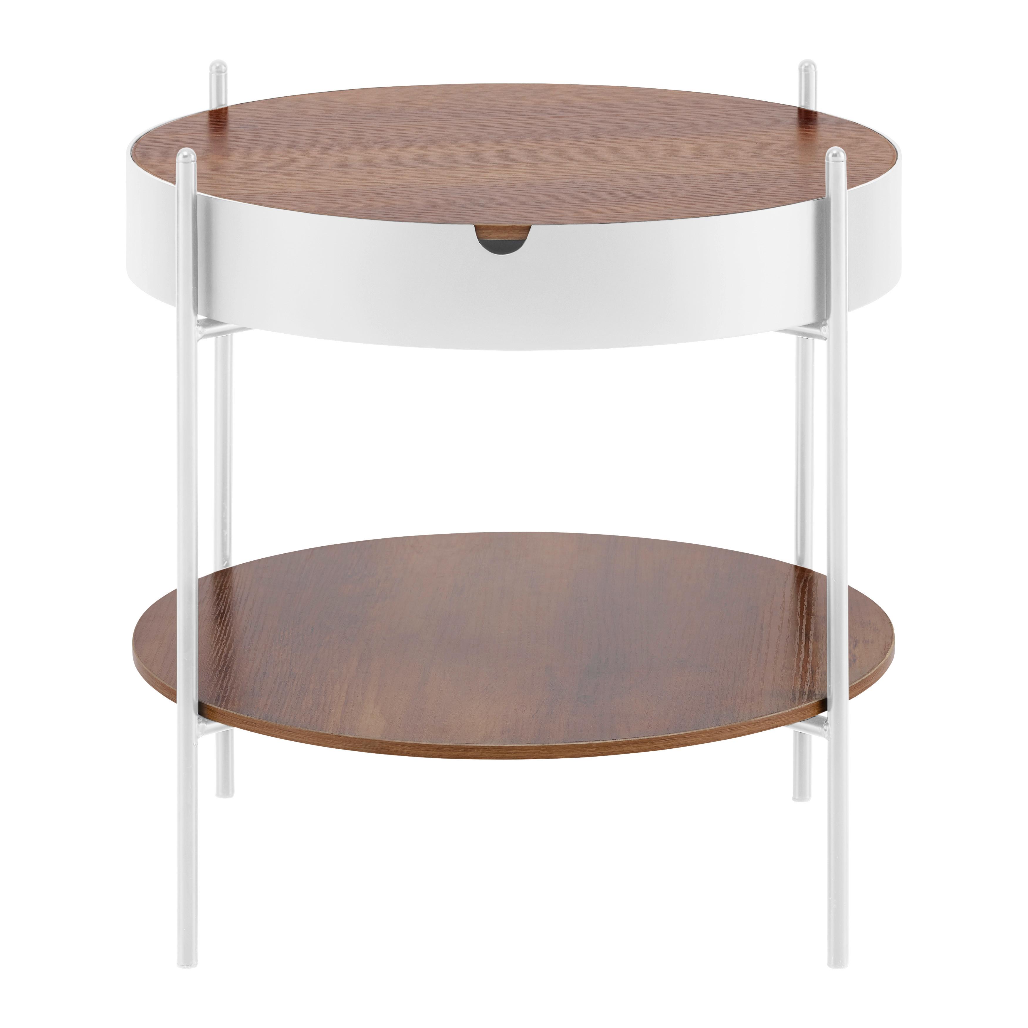 Kisasztal Kerek Franka - natúr színű/fehér, Modern, faalapú anyag/fém (48/48cm) - Mömax