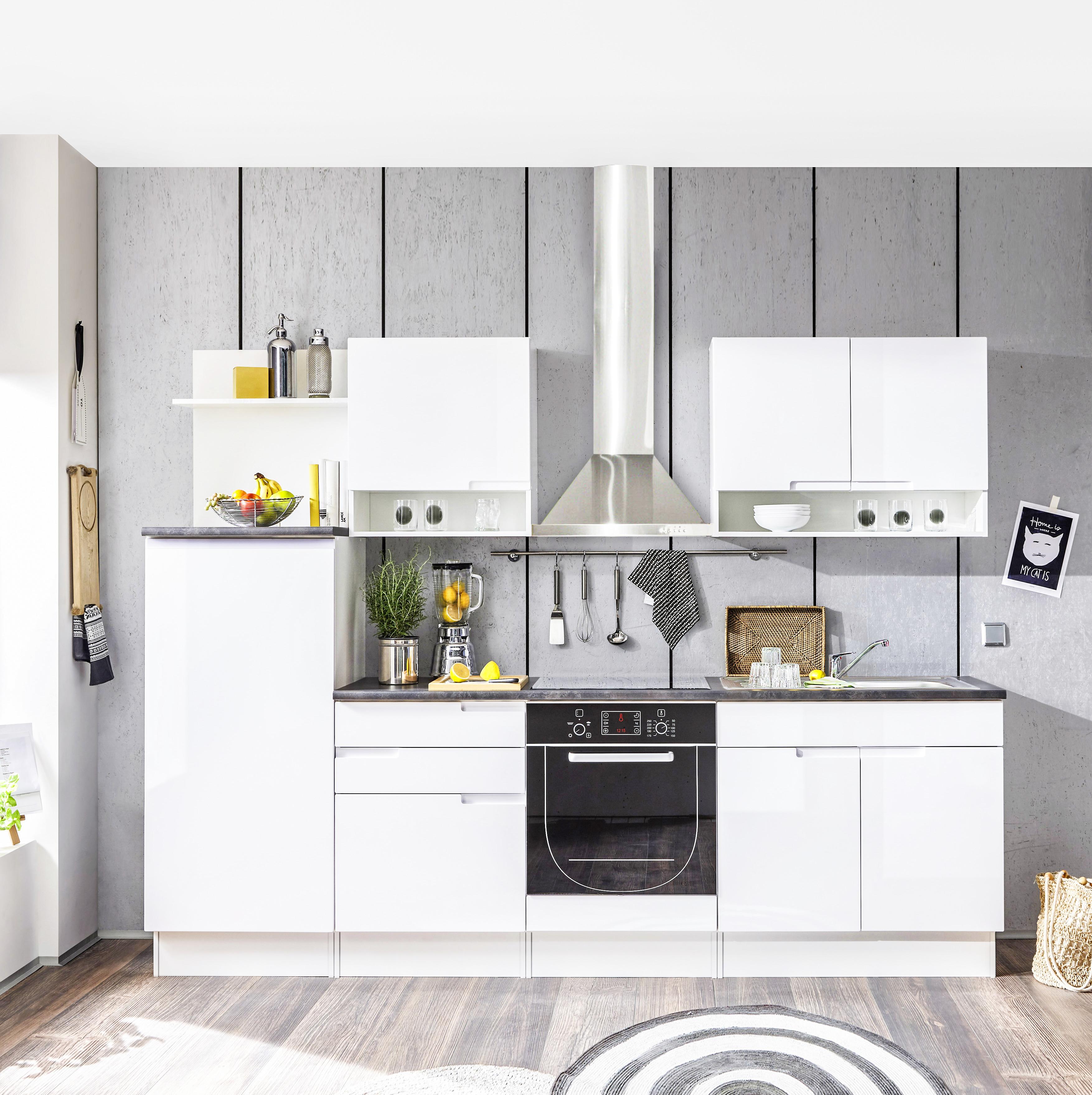 Bucătărie la comandă Welcome Spice - alb/negru, Modern, material pe bază de lemn (270/204/60cm) - Based