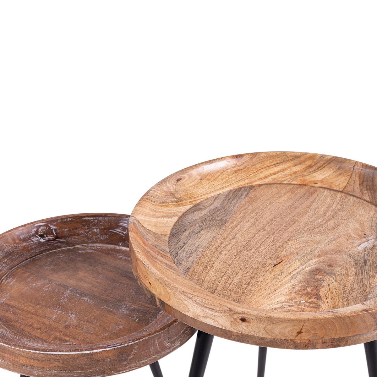 Beistelltisch Ava ca.45x50x45cm Mangoholz massiv - Schwarz/Naturfarben, MODERN, Holz/Metall (45/50/45cm) - MID.YOU