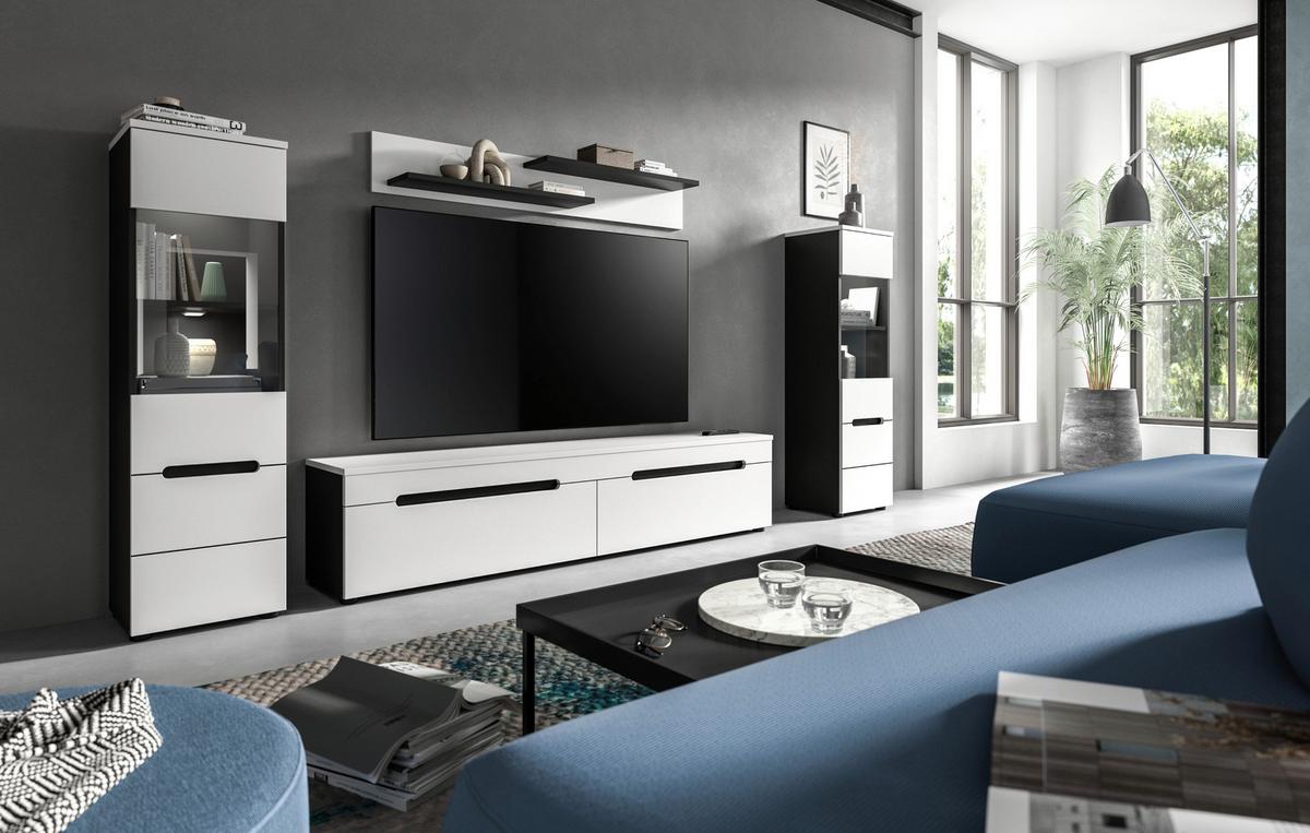 Dnevni Regal Canu, Bela, Siva, 4-Delni - črna/bela, Design, umetna masa/leseni material (272/141/33cm) - Livetastic