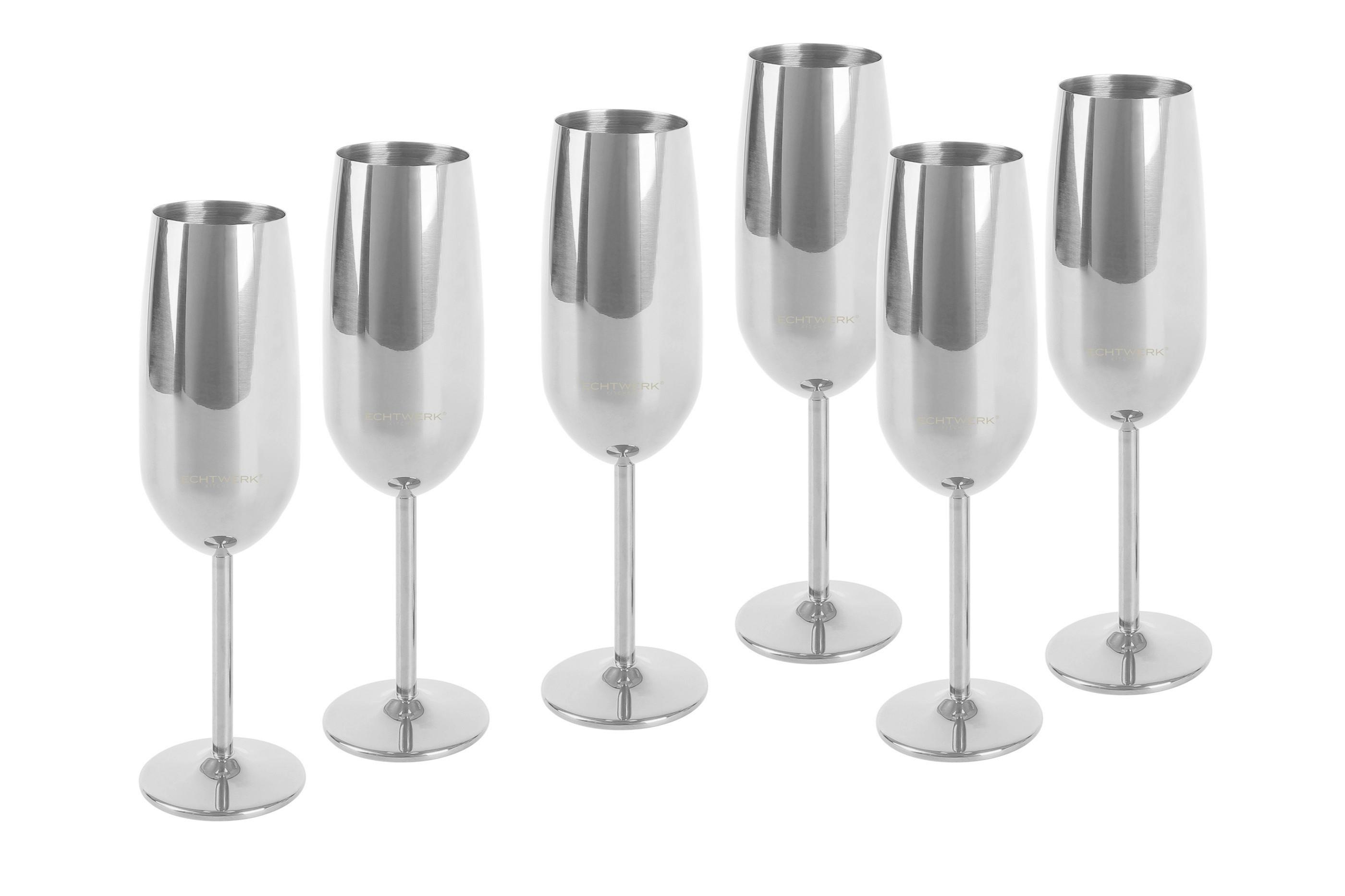 Set Kozarcev Champange, 6-Delni - srebrne barve, Trend, kovina (22,5cm) - Echtwerk