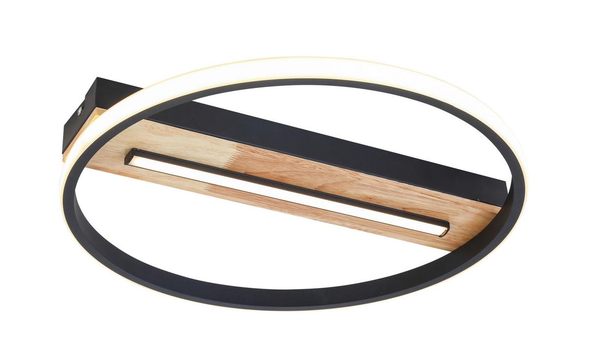 LAMPA SUFITOWA LED MIRJA - kolor dębowy/czarny, Modern, tworzywo sztuczne/metal (40/5,5cm) - Bessagi Home