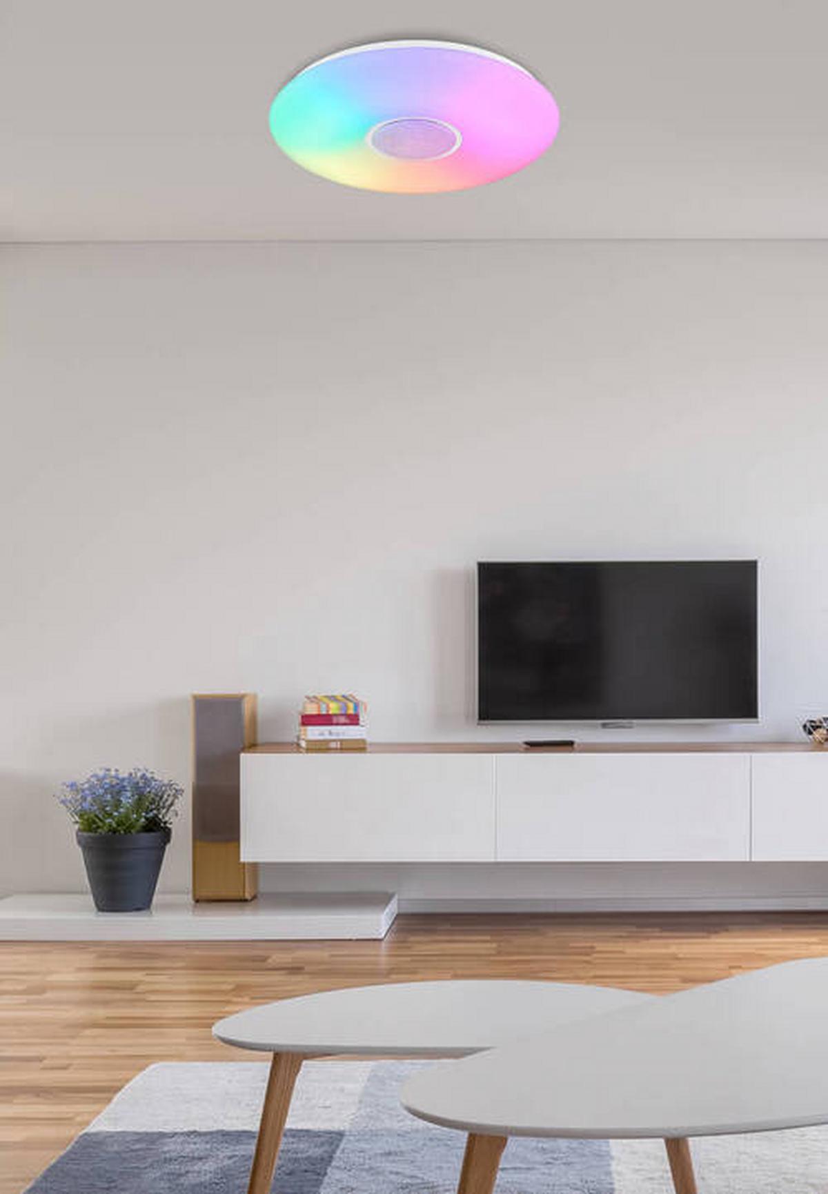 LED-Deckenleuchte Sully in Weiß/Opal max. 40 Watt - Klar/Opal, Design, Glas/Kunststoff (48,5/7,2cm) - Globo