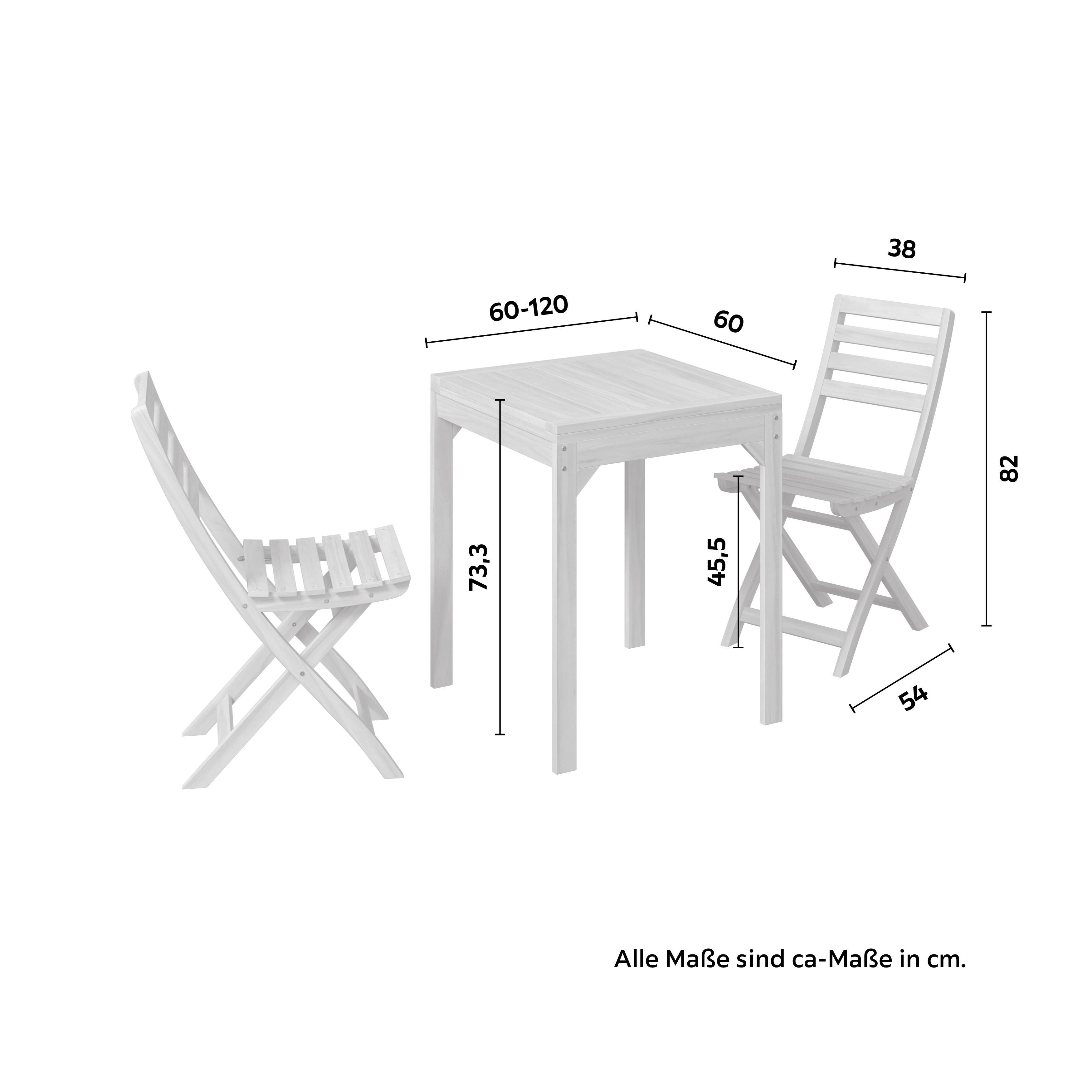 BALKONGMÖBLER SET SANA - akaciefärgad, Natur, trä (60-120/60/73,3cm) - Mömax