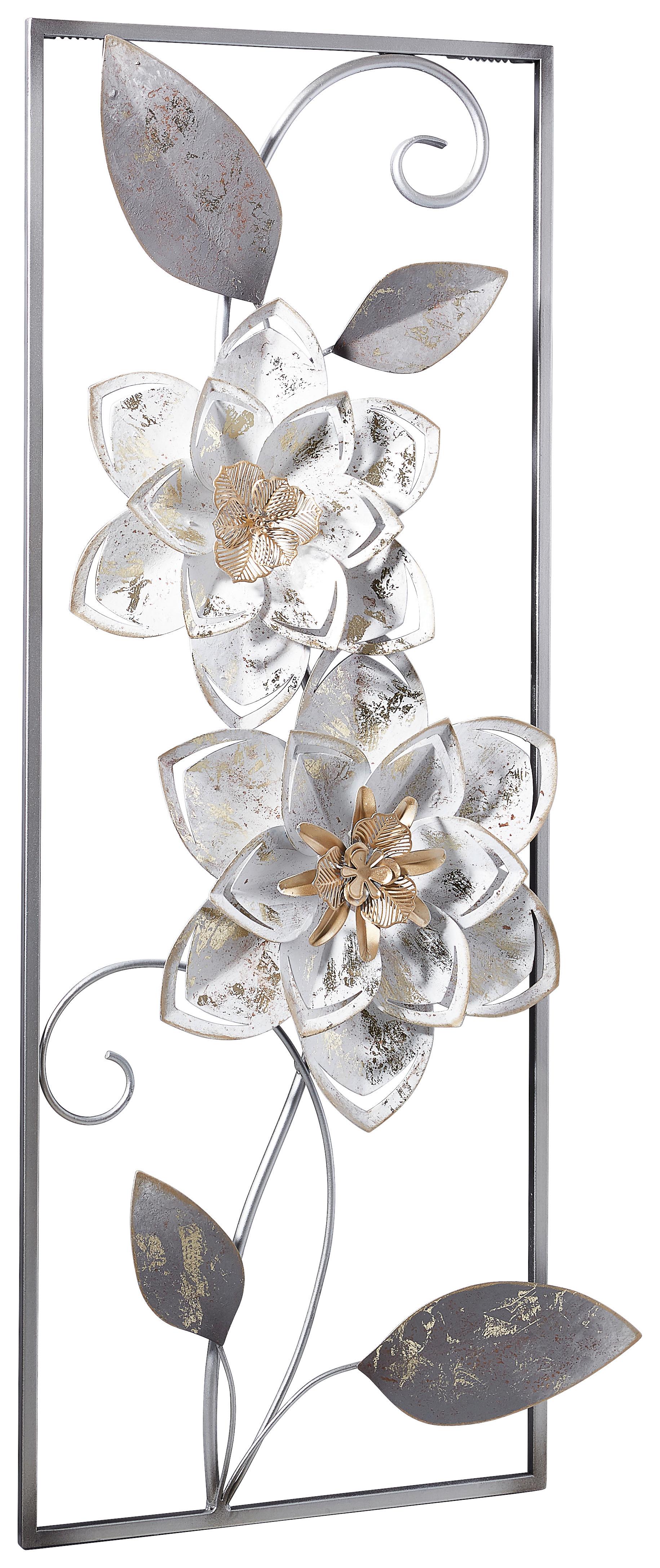 DEKORACJA ŚCIENNA 17SMB0658-B - kolor srebrny/biały, Lifestyle, metal (28,6/74,3/5,1cm) - Ambia Home