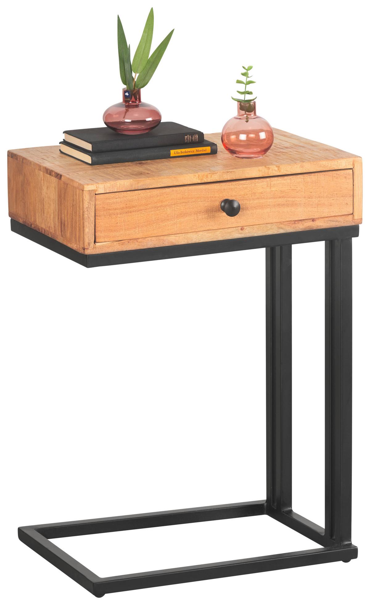 STOLIK BOCZNY NARA - kolor akacjowy/kolor naturalny, Trend, metal/drewno (45/30/63cm) - Landscape