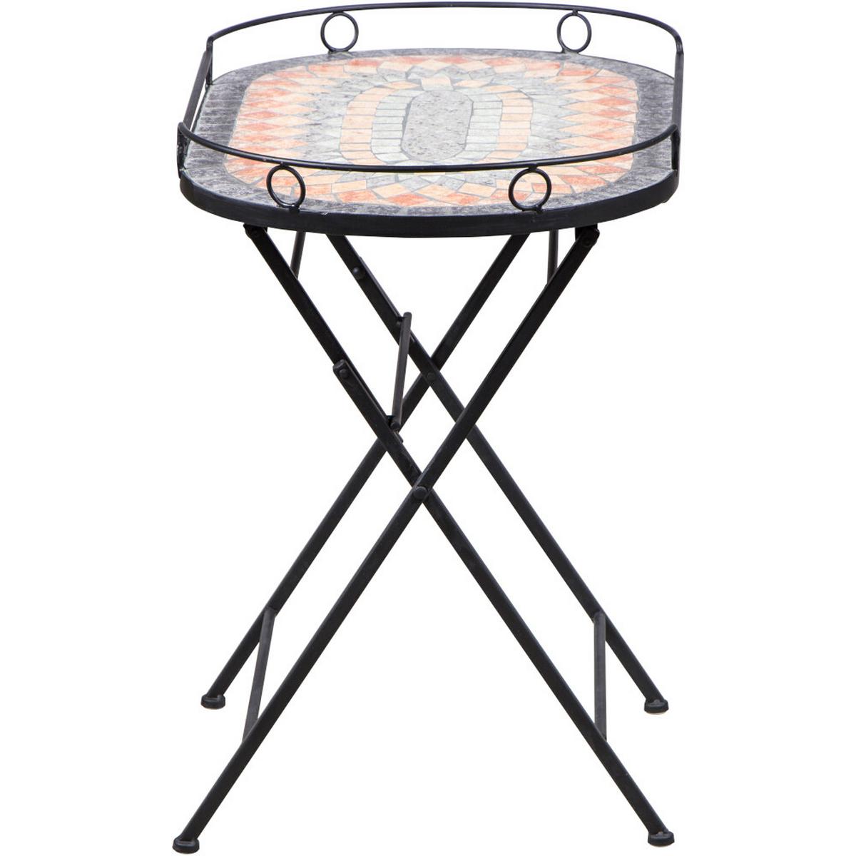 GARTENBEISTELLTISCH 380831 - Multicolor/Schwarz, MODERN, Keramik/Metall (68/41/60cm) - Siena Garden