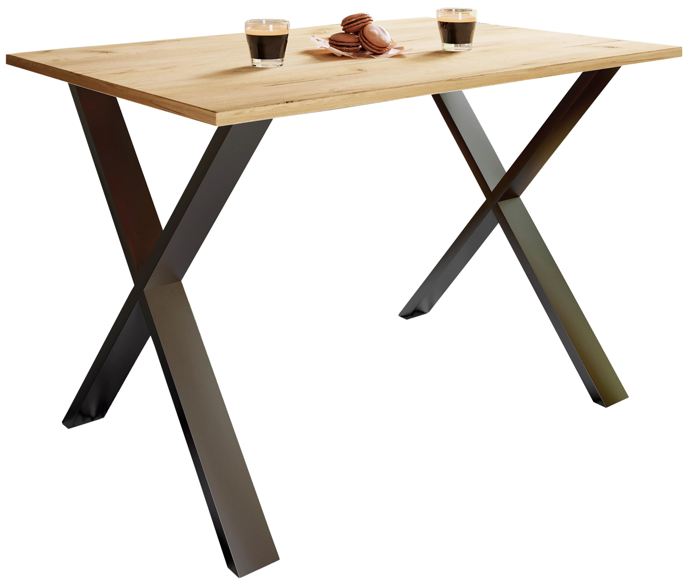 Jedilna Miza Xona, Barva Hrasta, Črna, 140x80cm - črna/medeni hrast, Basics, kovina/leseni material (140cm) - MID.YOU