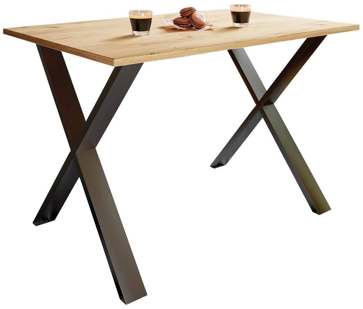 Jedilna Miza Xona, Barva Hrasta, Črna, 140x80cm - črna/medeni hrast, Basics, kovina/leseni material (140cm) - MID.YOU