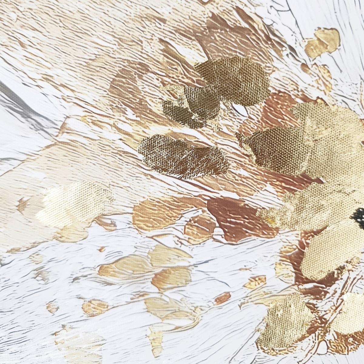 Leinwandbild HP053 Petal Glow Weiß/Goldfarben ca. 70x100cm - Goldfarben/Weiß, Basics, Holz/Textil (70/100cm)