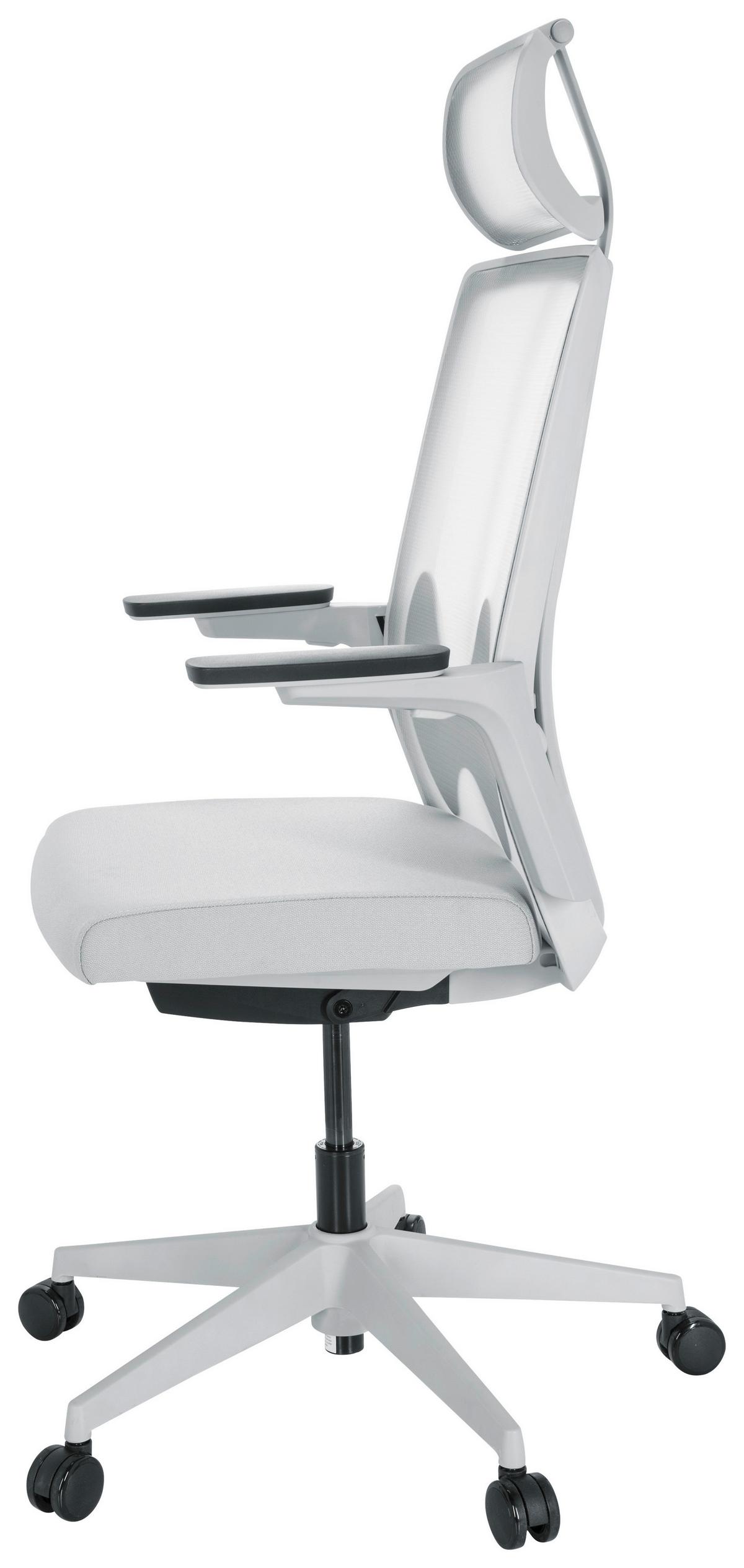 Pisarniški Stol Arceo W, Siva - siva/bela, Basics, umetna masa/tekstil (66/123-139/66cm) - MID.YOU