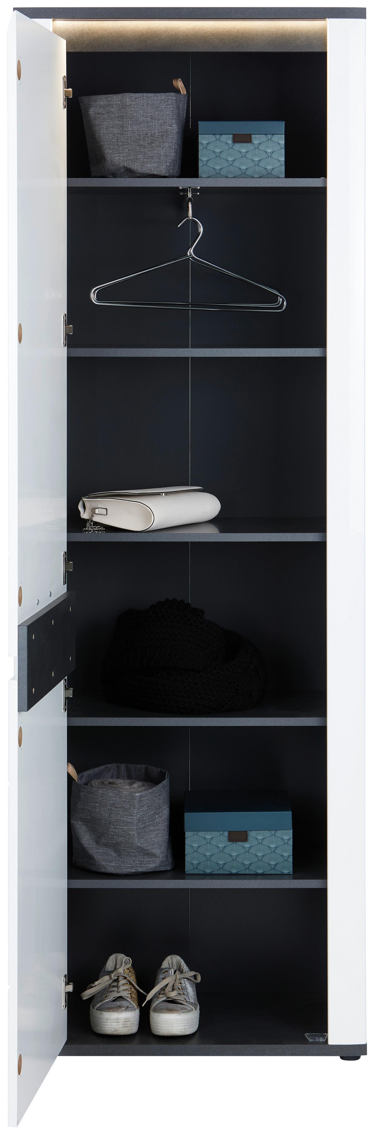 Garderobni Ormar Alassio - bijela/boje kroma, Moderno, drvni materijal/metal (65/200/37,6cm) - Modern Living