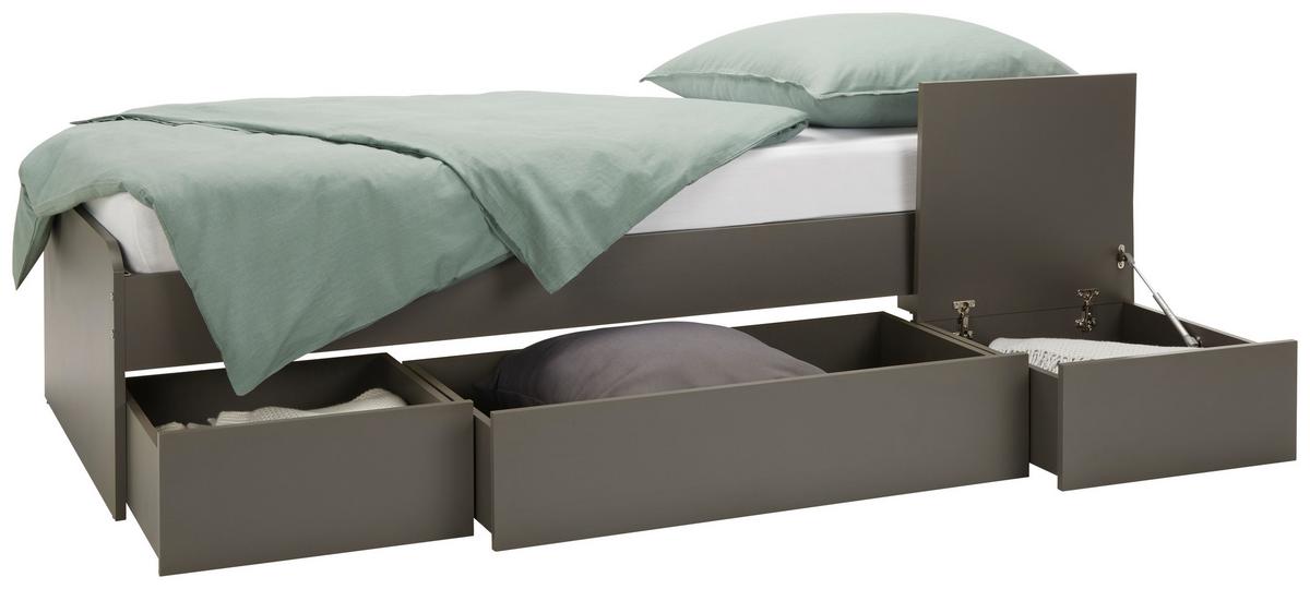Bett in Anthrazit ca. 90x200cm - Anthrazit, KONVENTIONELL, Holzwerkstoff (94/60/204cm) - Based