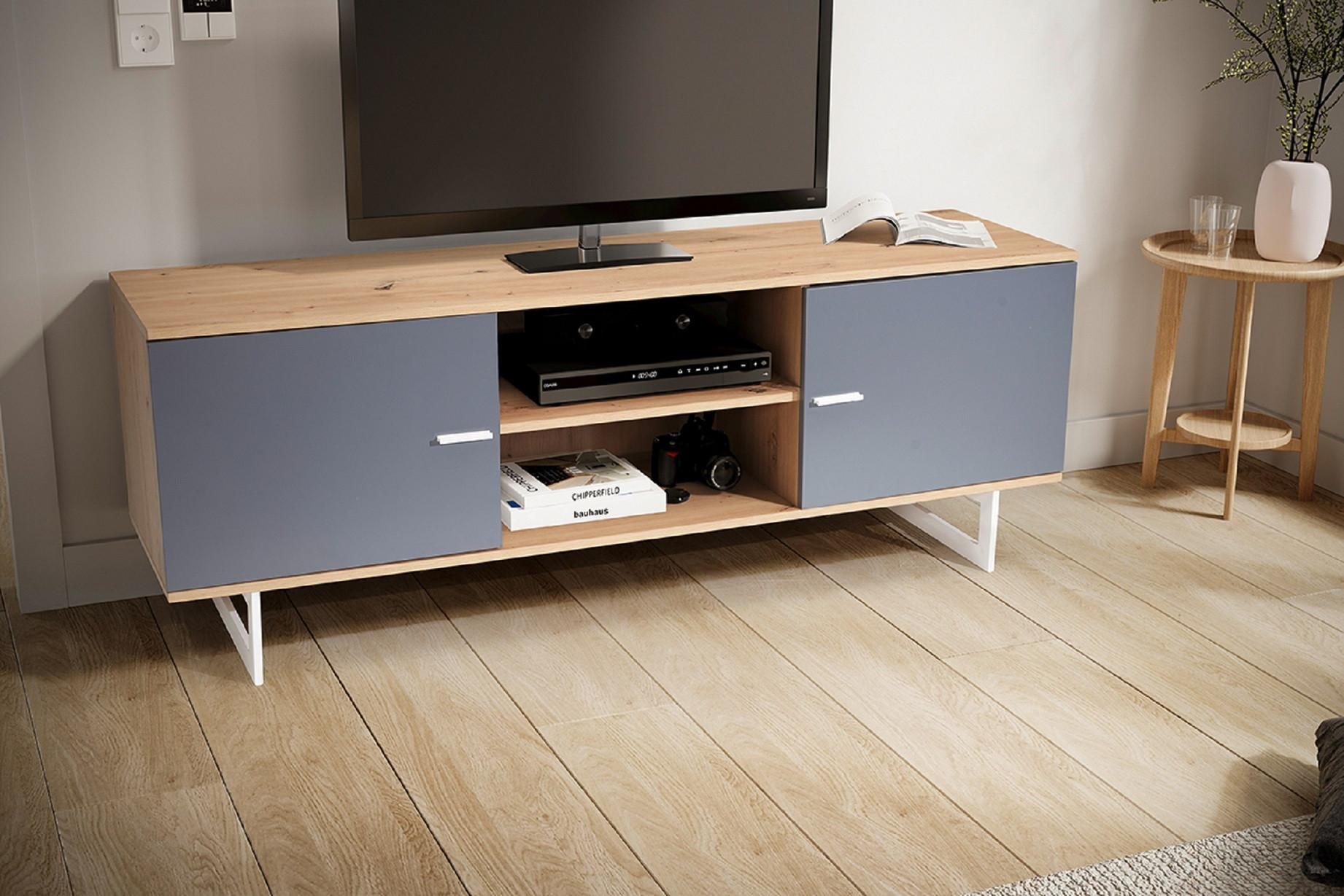 Nizka Omarica Wl6.824 - srebrne barve/siva, Design, kovina/leseni material (150/55/40cm) - Livetastic