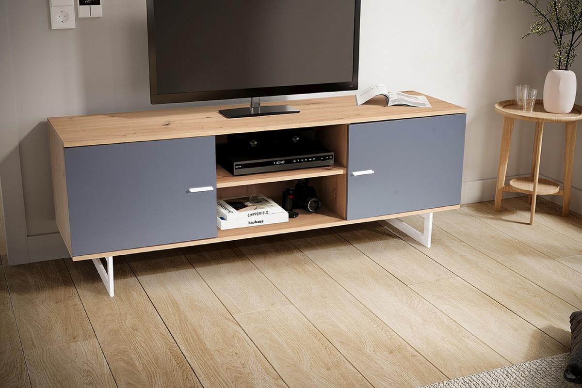 Nizka Omarica Wl6.824 - srebrne barve/siva, Design, kovina/leseni material (150/55/40cm) - Livetastic