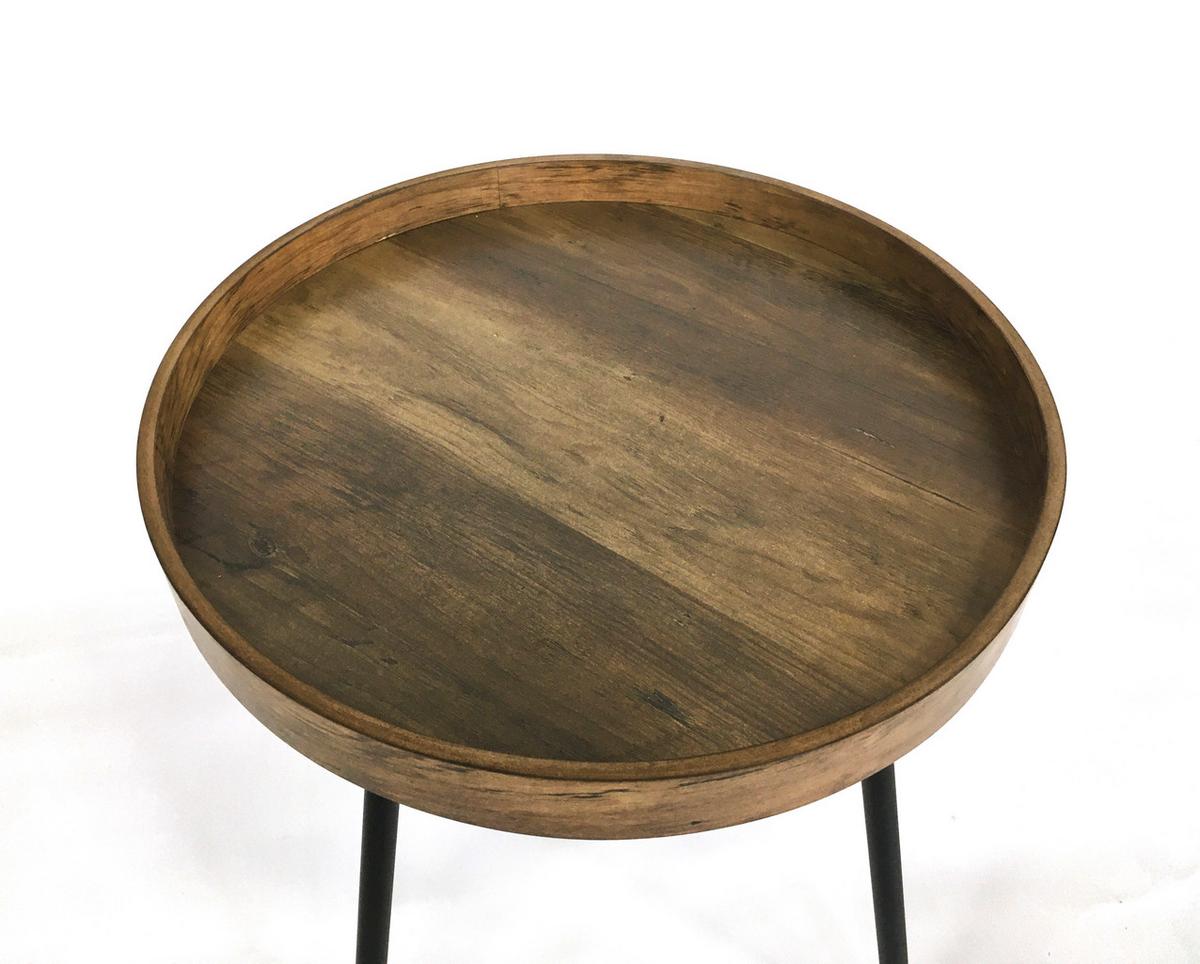 Masa auxiliară Perugia - culoare lemn stejar/negru, Modern, metal/material pe bază de lemn (40/45cm) - Zandiara