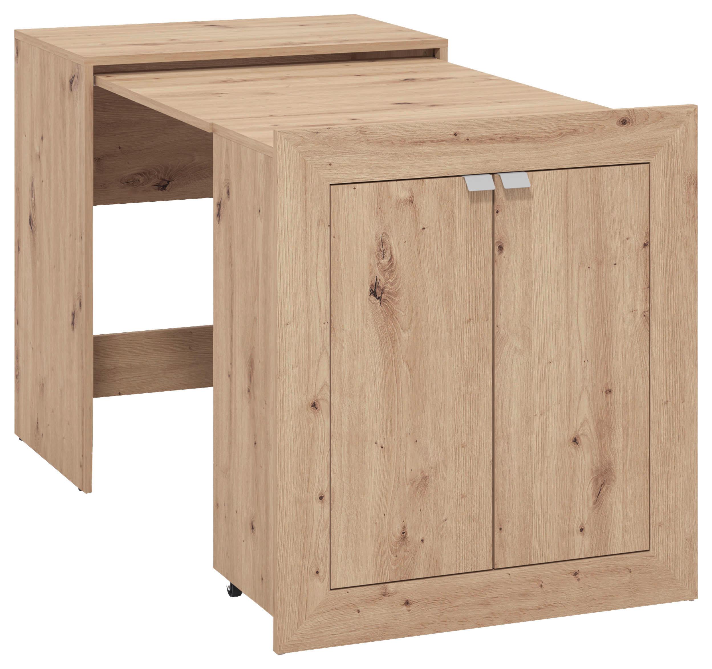 Schreibtisch Eudox Eiche Artisan ausziehbar - Eiche Artisan/Grau, MODERN, Holzwerkstoff/Kunststoff (72/140,5/79,5cm) - Mömax