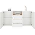 Sideboard Weiß/Sonoma Eiche - Alufarben/Weiß, MODERN, Glas/Holzwerkstoff (181/92,3/41,7cm) - MÖMAX modern living