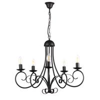 Kronleuchter Pompei Schwarz max. 6 Watt - Schwarz, KONVENTIONELL, Metall (60/110cm)
