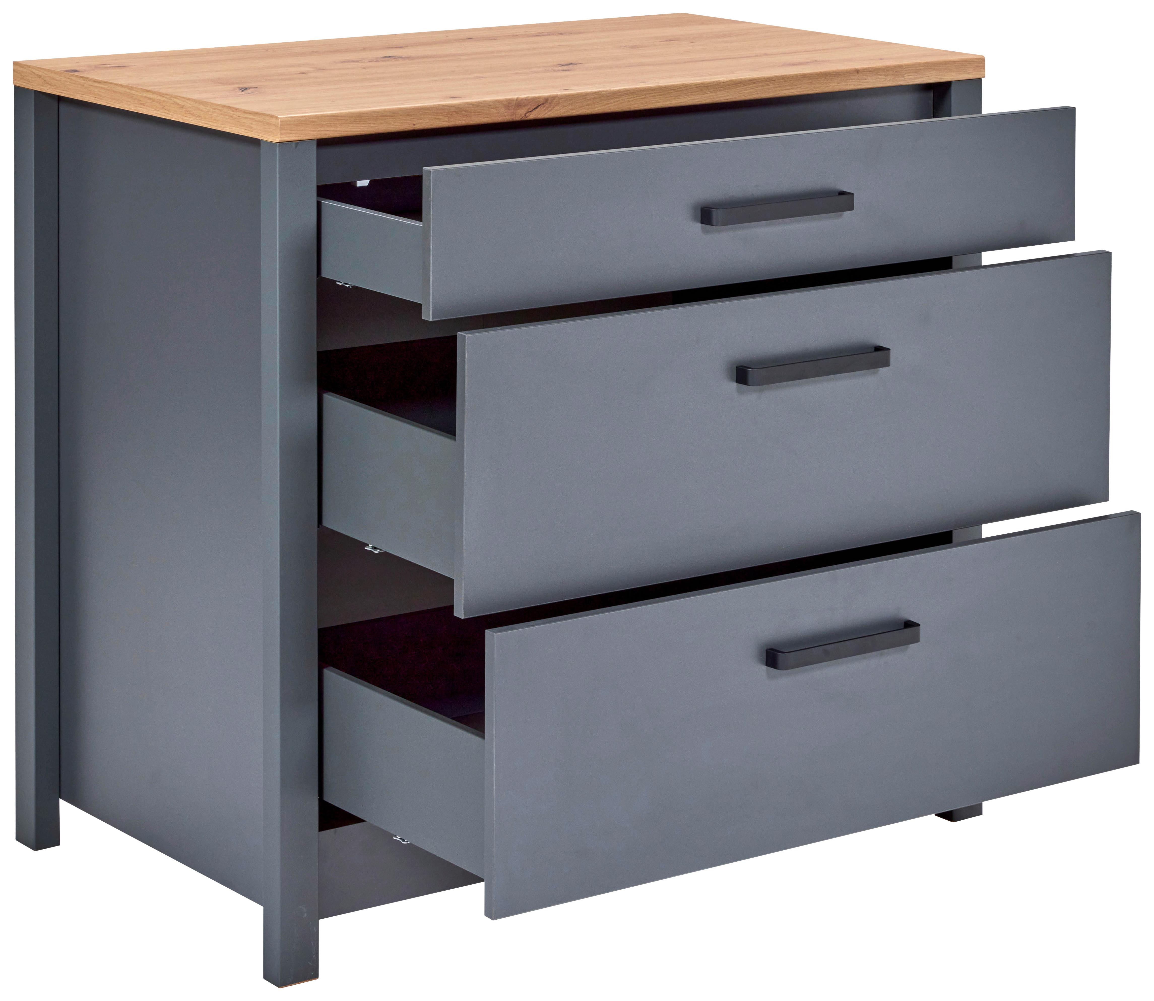Küchenunterschrank Venet, Anthrazit/Artisan Eiche - Anthrazit/Schwarz, MODERN, Holzwerkstoff/Metall (100/92/60cm) - Mömax