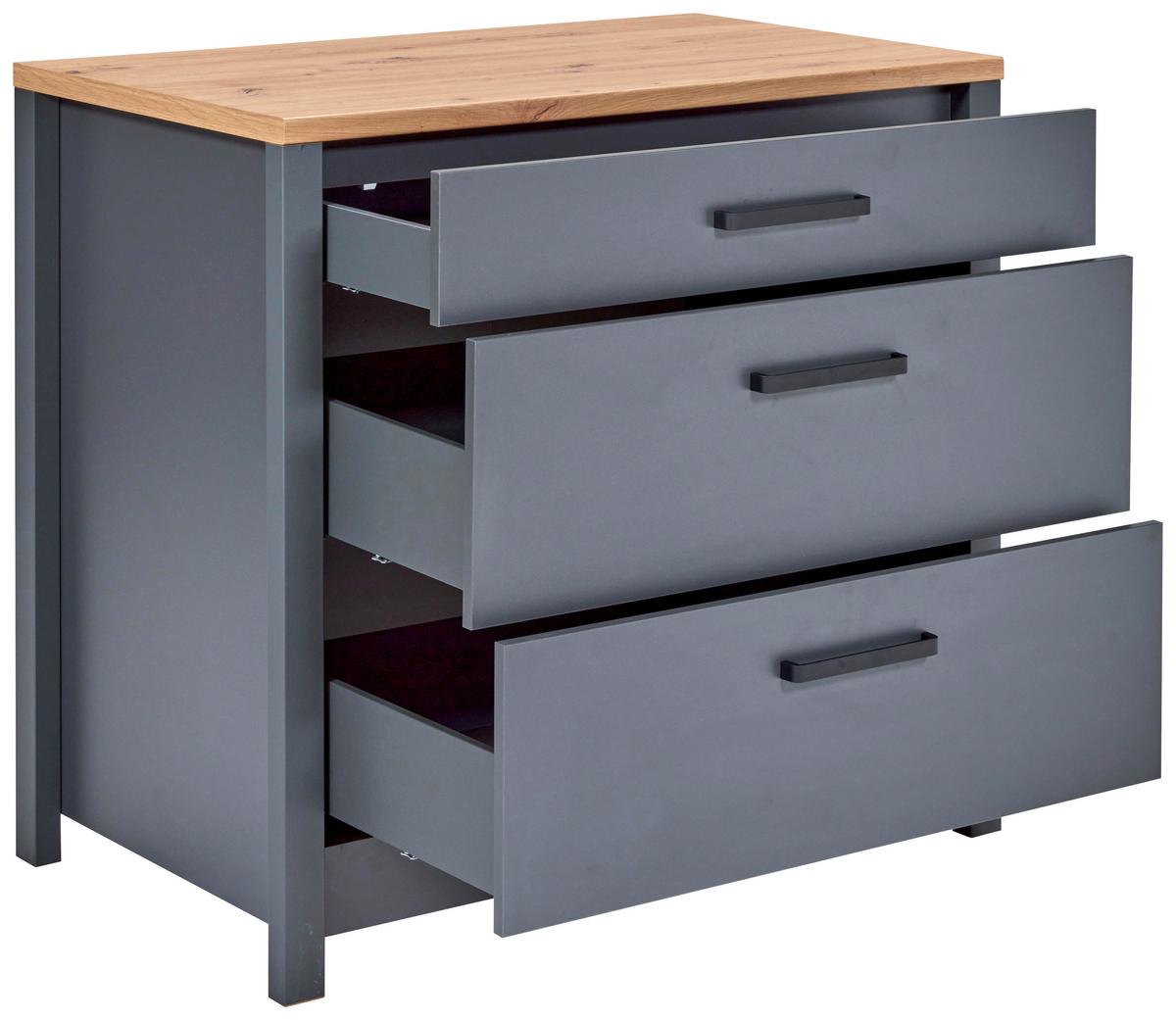 Küchenunterschrank Venet, Anthrazit/Artisan Eiche - Anthrazit/Schwarz, MODERN, Holzwerkstoff/Metall (100/92/60cm) - Mömax