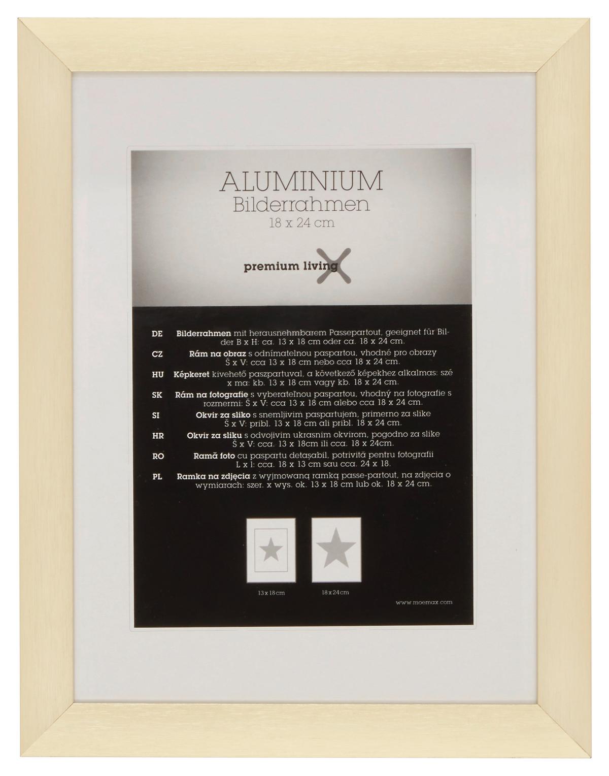 Képkeret Kb. 18x24cm Aluminium - sárgaréz/arany, Romantik / Landhaus, fém (21,1/27,1/2.2cm) - Premium Living