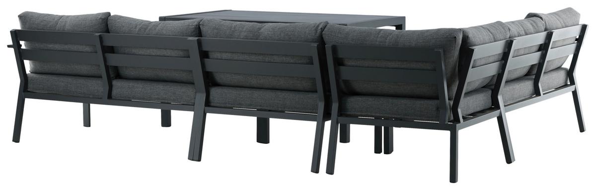 DINING-LOUNGESET RAMOS - Schwarz/Grau, KONVENTIONELL, Textil/Metall (294/210cm) - Gardenson