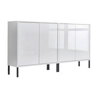 Sideboard Mailand Set 2 Weiß - Weiß Hochglanz/Anthrazit, MODERN, Holzwerkstoff/Metall (158/86/33cm) - MID.YOU