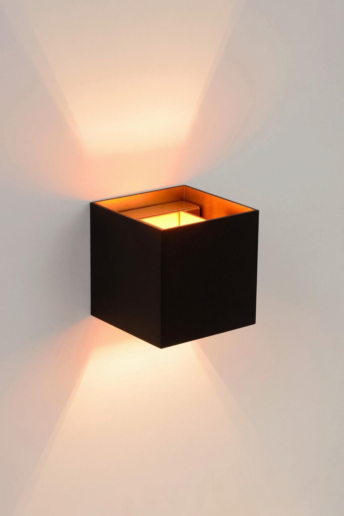 Led-wandleuchte 09217/04/30 Xio - Messingfarben/Schwarz, Design, Metall (9.7/9.7/9.7cm) - Lucide